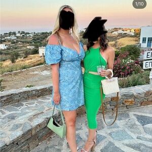 Blue off the shoulder dress